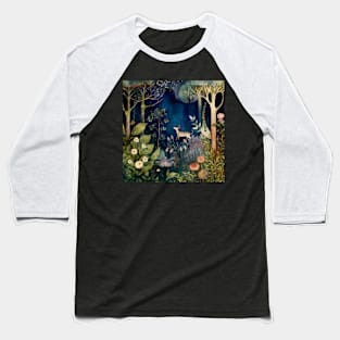 Watercolor Forest, Woodland Landscape Baseball T-Shirt